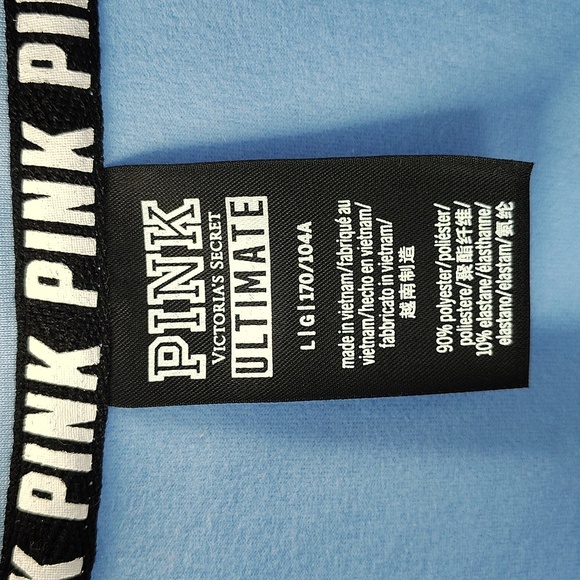 Victoria's Secret PINK Ultimate Deep Zip Pullover Blue Track Jacket Large - Picture 2 of 4
